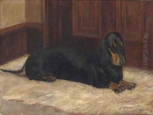 A dachshund in an interior by Roger Fry