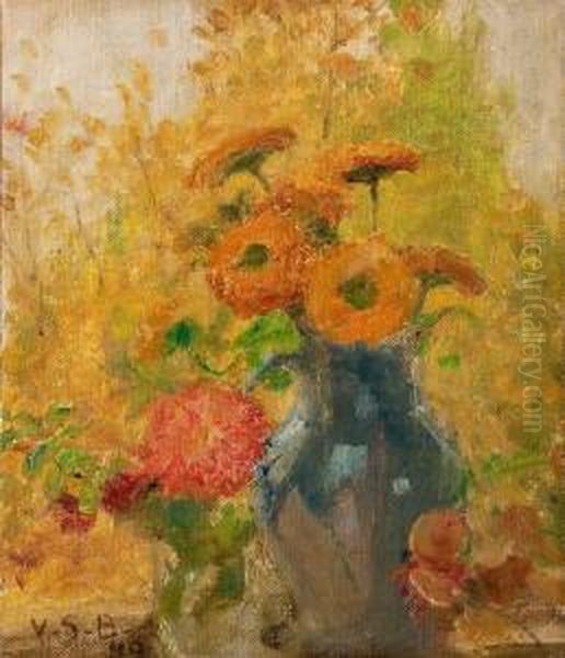 Flowers In A Blue Vase - view 1