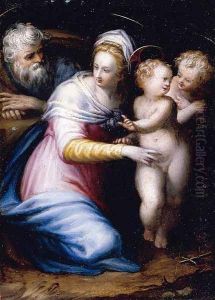 Holy Family With The Infant St John The Baptist by Prospero Fontana