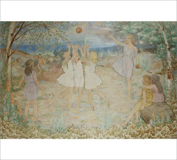 Girls Playing Ball On A Seashore - view 1