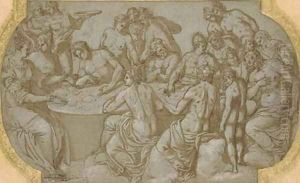 The Feast of the Gods Design for a ceiling compartment by Prospero Fontana