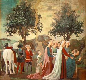 Adoration of the Holy Wood (left view) c. 1452 by Piero della Francesca