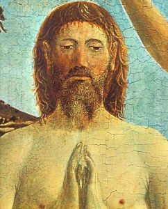Baptism of Christ (detail-2) 1448-50 by Piero della Francesca