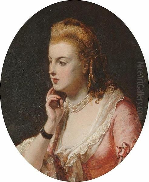 Portrait, Bust Length Of A Lady Wearing A Pink Dress - view 1