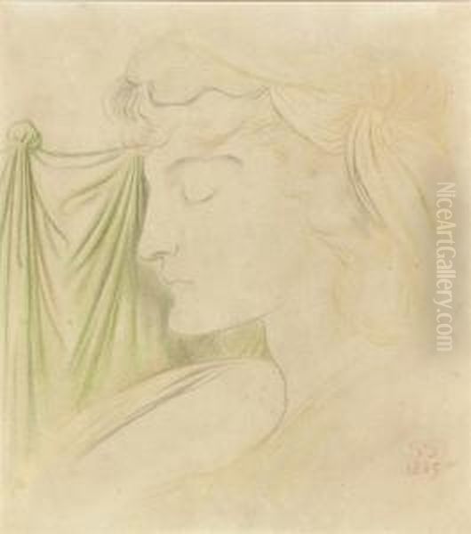 Woman's Head In Profile With Drapery - view 1