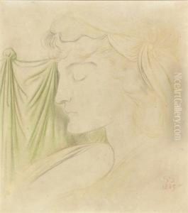 Woman's Head In Profile With Drapery