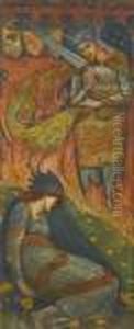The Sleeping Maiden Amongst The Flames, An Allegory by Simeon Solomon