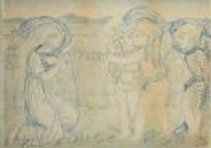 Cupid And Amorini Targeting A Kneeling Woman