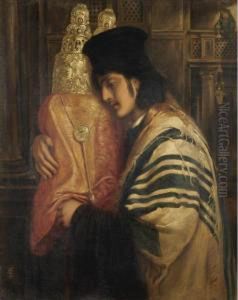 Rabbi Carrying The Scrolls Of
The Law - 'the Law Is A Tree Of Life To Those Who Lay Hold Upon It. The
Supporters Thereof Are Happy' by Simeon Solomon