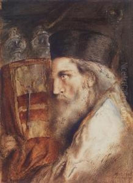 Rabbi Holding The Torah - view 1