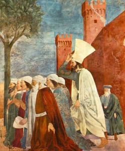Exaltation of the Cross- inhabitants of Jerusalem c. 1466 by Piero della Francesca