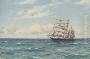 A Clipper At Sea by Thomas Jacques Somerscales