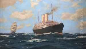 Sail And Steam In Majesty by Thomas Jacques Somerscales