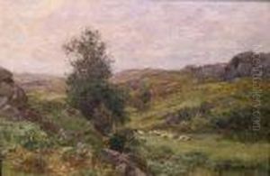 Sheepgrazing In A Moorland Valley by Richard Gay Somerset