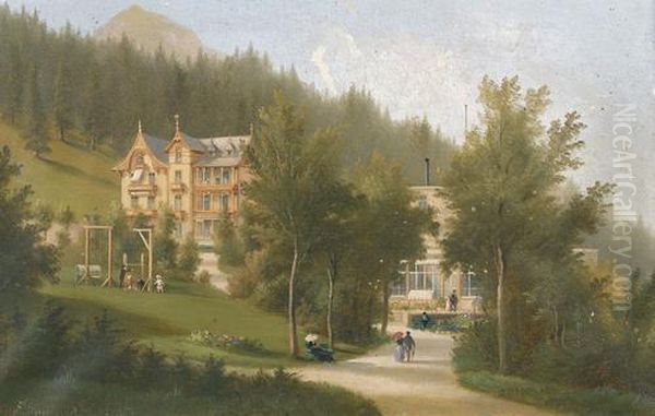 Das Kurhaus In Davos Mit Figurenstaffage. - view 1