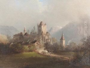 Ansicht Von Thun Mit Schloss Und Kirche. by Ferdinand Sommer