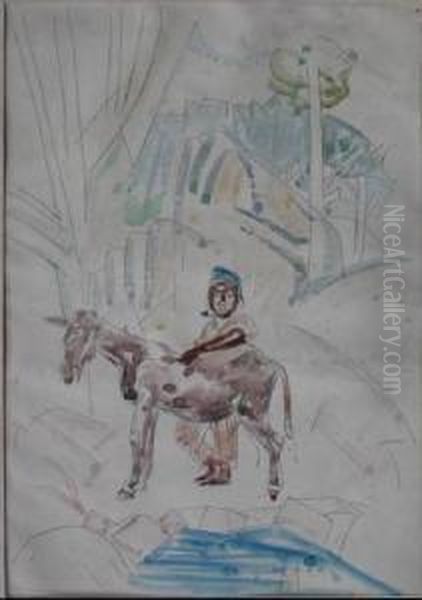 Young Child With Donkey - view 1