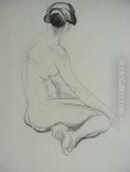 Seated Nude Female From Behind- - view 1