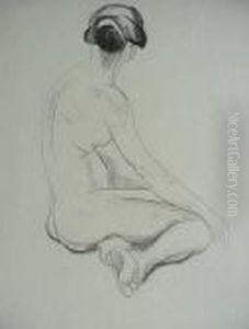 Seated Nude Female From Behind- by William Sommer