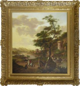 Landschaft Mit Flus, Schiffern Und Reitern,1674 by Jan Gabrielsz. Sonje