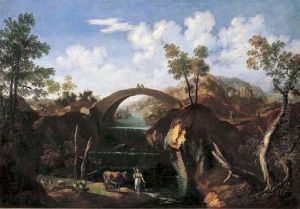 Paesaggio Fluviale Con Ponte, Viandanti, Pastorella E Armenti by Jan Gabrielsz. Sonje