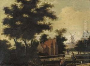 Figures On A Path By A River, A Town Beyond by Jan Gabrielsz. Sonje