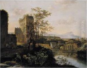 An Extensive Lanscape With Classical Ruins Beside A River by Jan Gabrielsz. Sonje