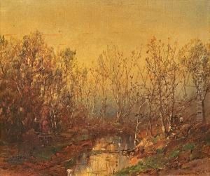 Two Figures By A Stream In The Woods by William Louis Sonntag