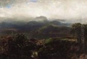''on The Hudson River'' by William Louis Sonntag