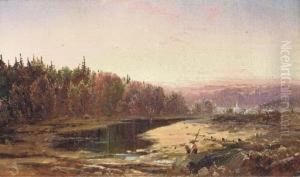 Fishing Along The Creek by William Louis Sonntag