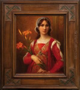 Portrait De Jeune Femme Aux Lilas