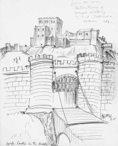 Corfe Castle in the Middle Ages by Jerzy Faczynski