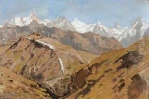 "weisshorn, Rothorn, Cervin Et Dent Blanche". by Eugene Etienne Sordet
