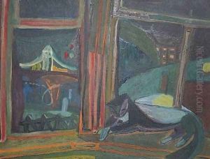 View on Festival Garden - Cat Before a Window by Jerzy Faczynski