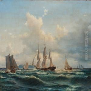 Ships Off A Rocky Coast by C. F. Sorensen