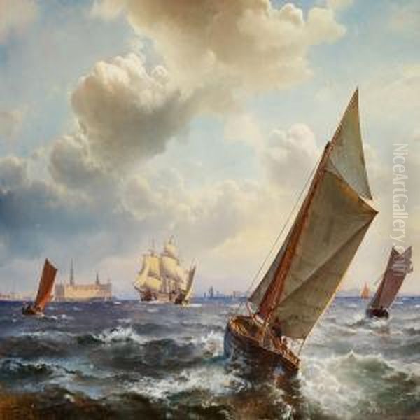 Brisk Traffic In The Sound Off Kronborg - view 1