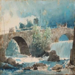 Landscape With Figures And Carriage On A Viaduct