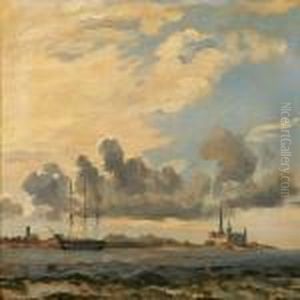 Coastal Scene With A Saling Ships Near Elsinor Castle Coastal Scene With A Saling Ships Near Elsinor Castle