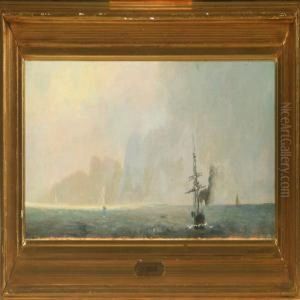Seascape With Sailingship And Motor Boat