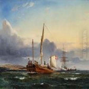 A Scene From The First Schleswig War With Gunboats In Als Sound