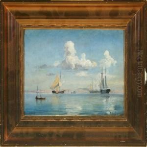Sailing Ships At The Sea Off Hornbaek