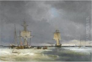 The Corvette Valkyrien Being 
Tugged By The Steamer Hertha Out Ofcopenhagen, Before A Voyage To The 
East Indies