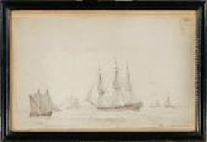 Marine With Sailing Ships Along A Coast
