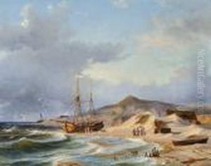 The Fishing Village Of Blokhus At The North Sea. "blok-huus Ved Vesterhavet 1845"