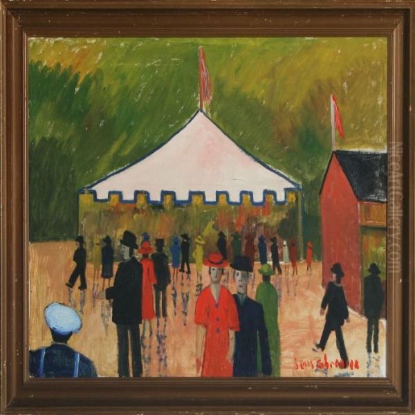 Scene From An Amusement Place With Numerous People In Front Of A Tent - view 1