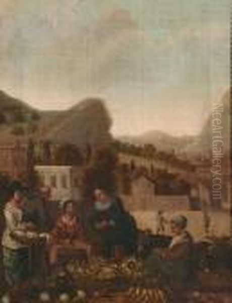 Village Scene With Figures - view 1