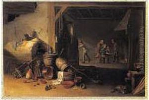 A Tavern Interior With Peasants
Conversing Before A Fireplace, Kitchen Vessels And An Oven In The
Foreground A Tavern Interior With Peasants
Conversing Before A Fireplace, Kitchen Vessels And An Oven In The
Foreground