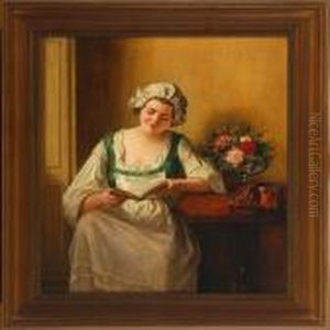 An Interior Scenery With Reading Lady