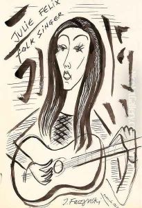 Julie Felix Folk Singer by Jerzy Faczynski