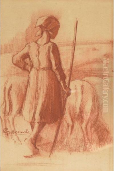 Shepherdess And Flock - view 1